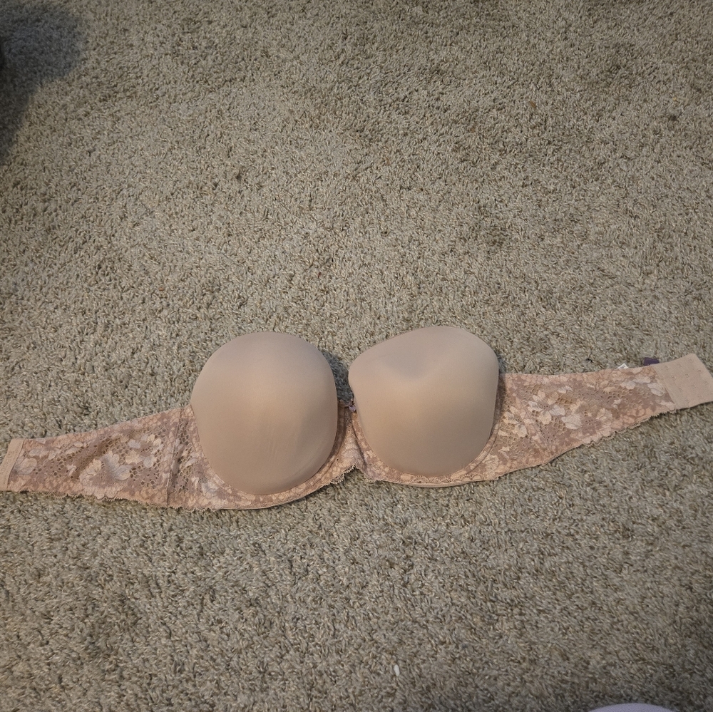 Adore Me Blush Lace Bra Biege Strapless Push Up Underwired Bra 38ddd 38f Nwot